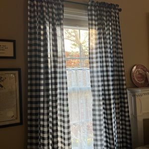 Black and White Buffalo Check Curtains: 2 Pair